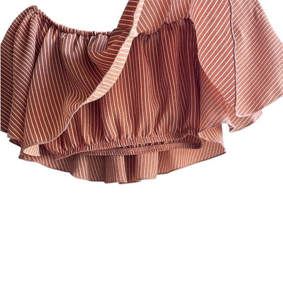 Revolve ELLEJAY Two Piece Matching Pant Set Tan/White Striped Crop Top & Pants 0 - Picture 11 of 15